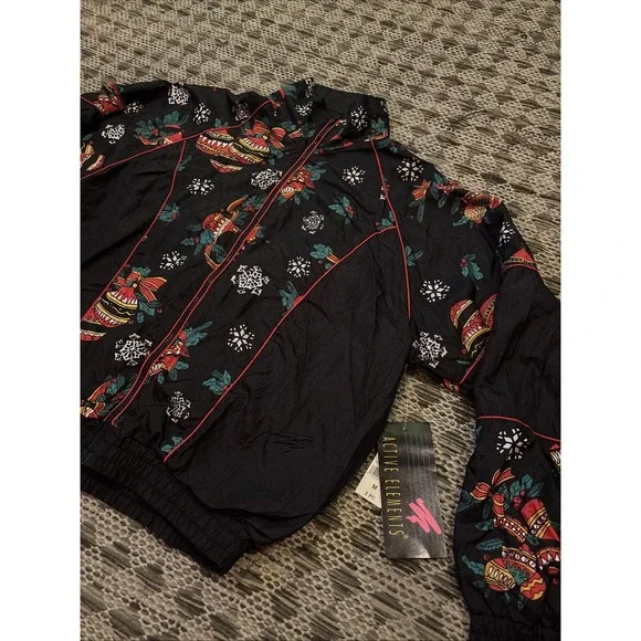Active Elements Vintage 80s Windbreaker Jacket Women's Ugly Christmas Size M NWT - Picture 1 of 11